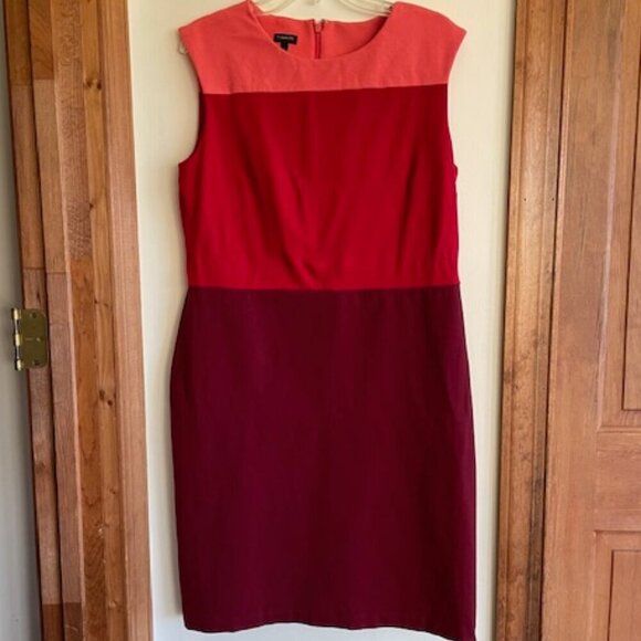 TALBOTS Color Block Sleeveless Knit Sheath Dress Red Coral Maroon - Picture 2 of 15